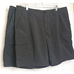 2 Pr George Mens 40 Cargo Shorts Gray Stretch Flat Front Pockets UPF 30 Lot #D30